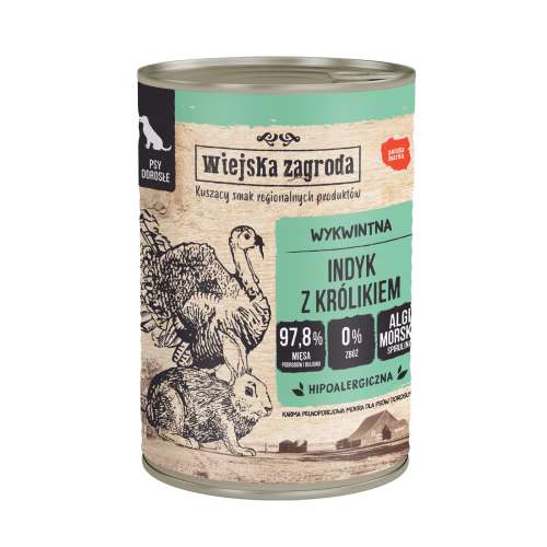 Karma mokra dla psa Wiejska Zagroda Indyk z królikiem (dorosły)
