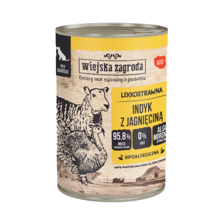 Karma mokra dla psa Wiejska Zagroda Indyk z jagnięciną