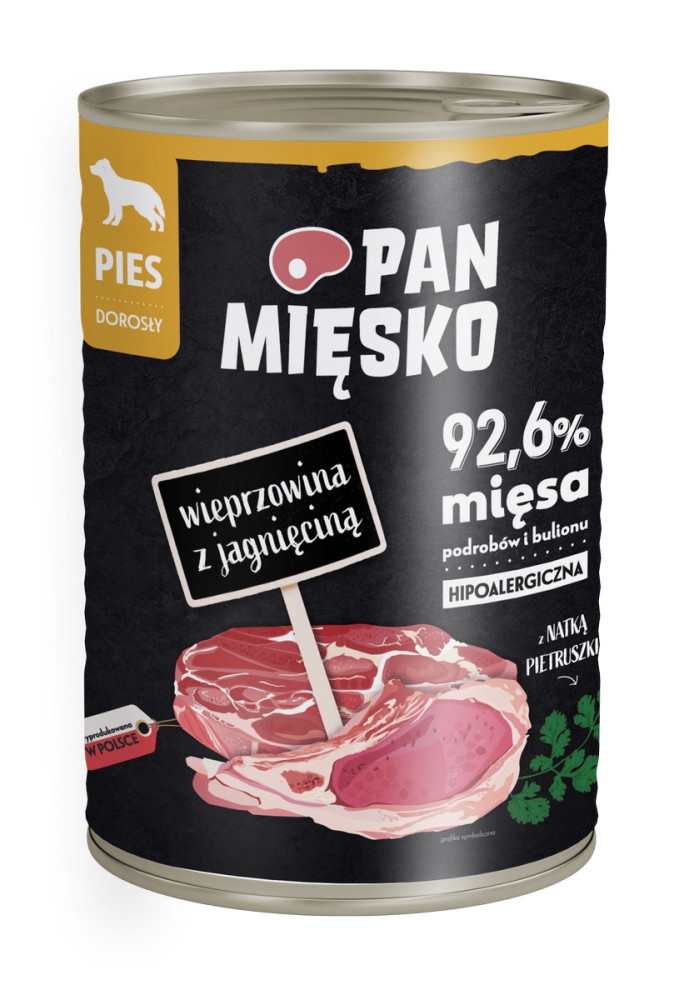 Pan Mięsko Karma mokra dla psa Wieprzowina z jagnięciną (dorosły)
