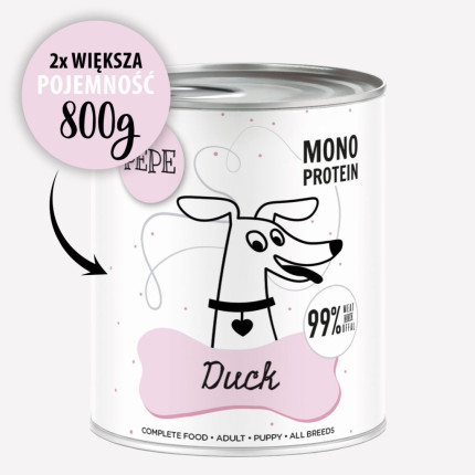 Karma mokra dla psa PEPE duck XL 99% kaczka