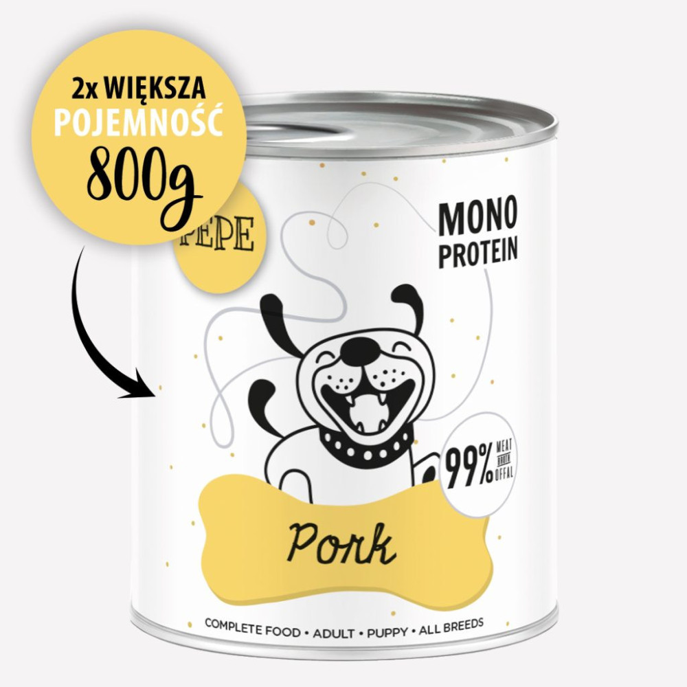 Karma mokra dla psa PEPE pork XL 99% wieprzowina