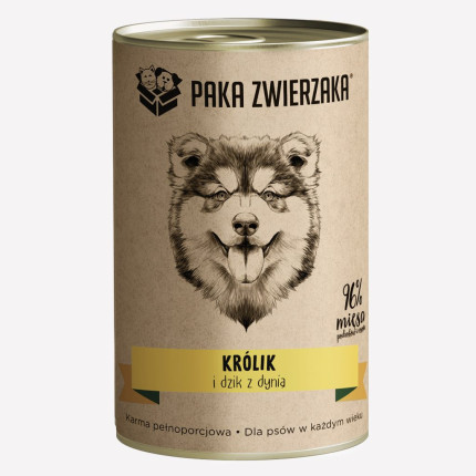 Karma mokra dla psa PAKA ZWIERZAKA królik i dzik z dynią