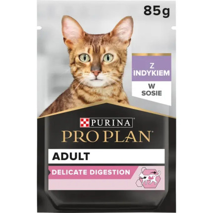PRO PLAN® Adult DELICATE DIGESTION, Karma mokra dla kotów dorosłych o wrażliwym układzie pokarmowym, z Indykiem w sosie