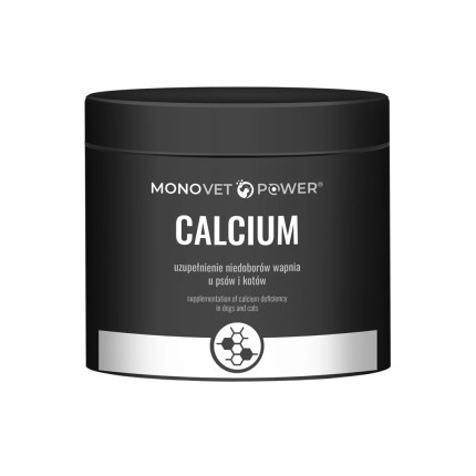 CALCIUM – produkt w postaci proszku służący do suplementacji wapnia dla psów i kotów MONOVET POWER®