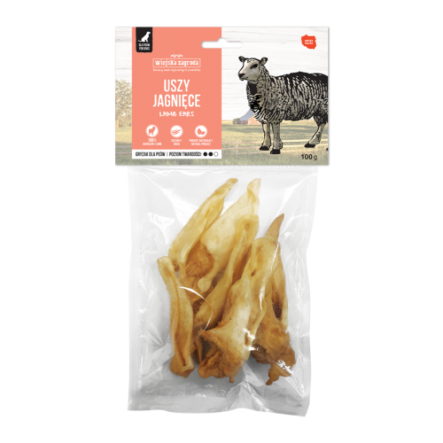 Gryzak dla psa suszony Wiejska Zagroda Uszy jagnięce 100g