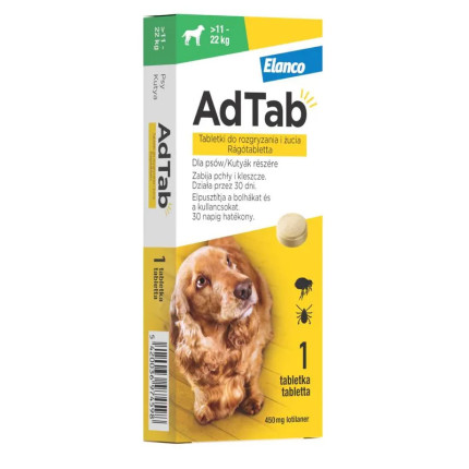 AdTab tabletki do rozgryzania i żucia przeciw pchłom i kleszczom dla psów 11-22kg