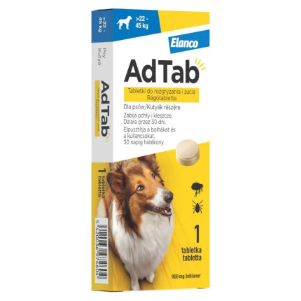 AdTab tabletki do rozgryzania i żucia przeciw pchłom i kleszczom dla psów 25-45kg