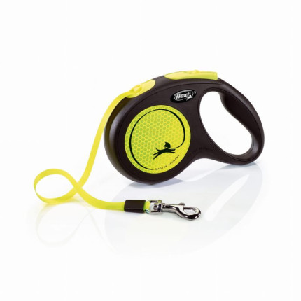 Smycz Flexi New Classic M taśma 5m 25kg neon