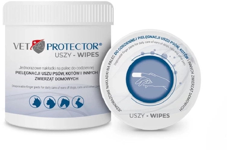 JM Sante Vet Protector Uszy Wipes Jednorazowe nakładki na palec do codziennej pielęgnacji uszu zwierząt