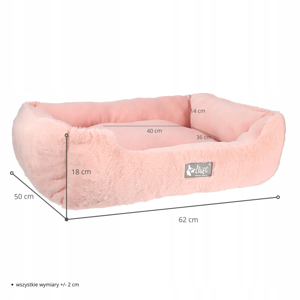 Dingo Legowisko dla psa / kota HUGME 62x50x18cm RÓŻOWE, MIĘKKIE