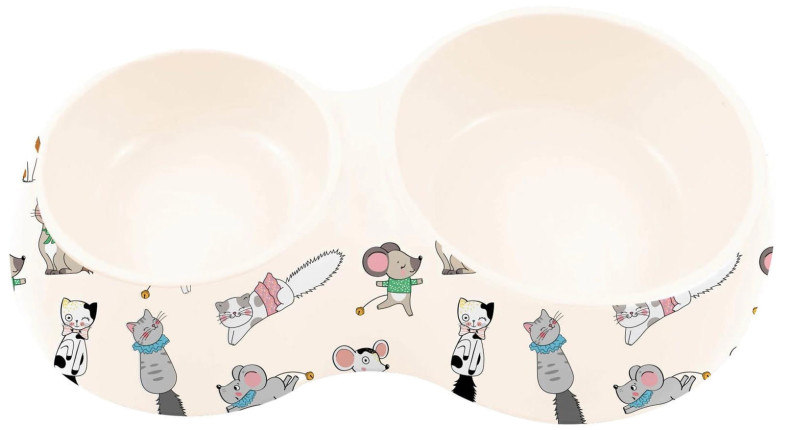 ZOLUX Miska dla kota podwójna wzór koty i myszy CHATOUILLE 2x230ml